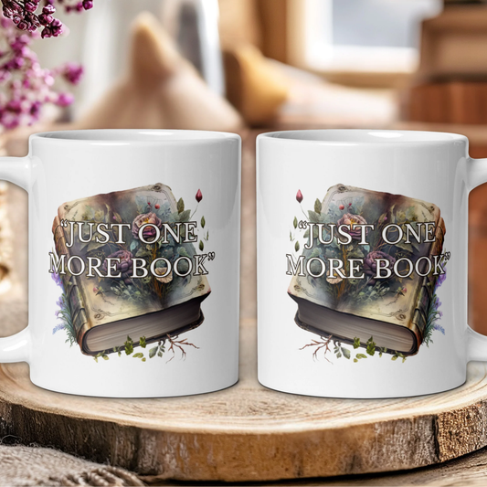 Dark academia "Just one more book" mug