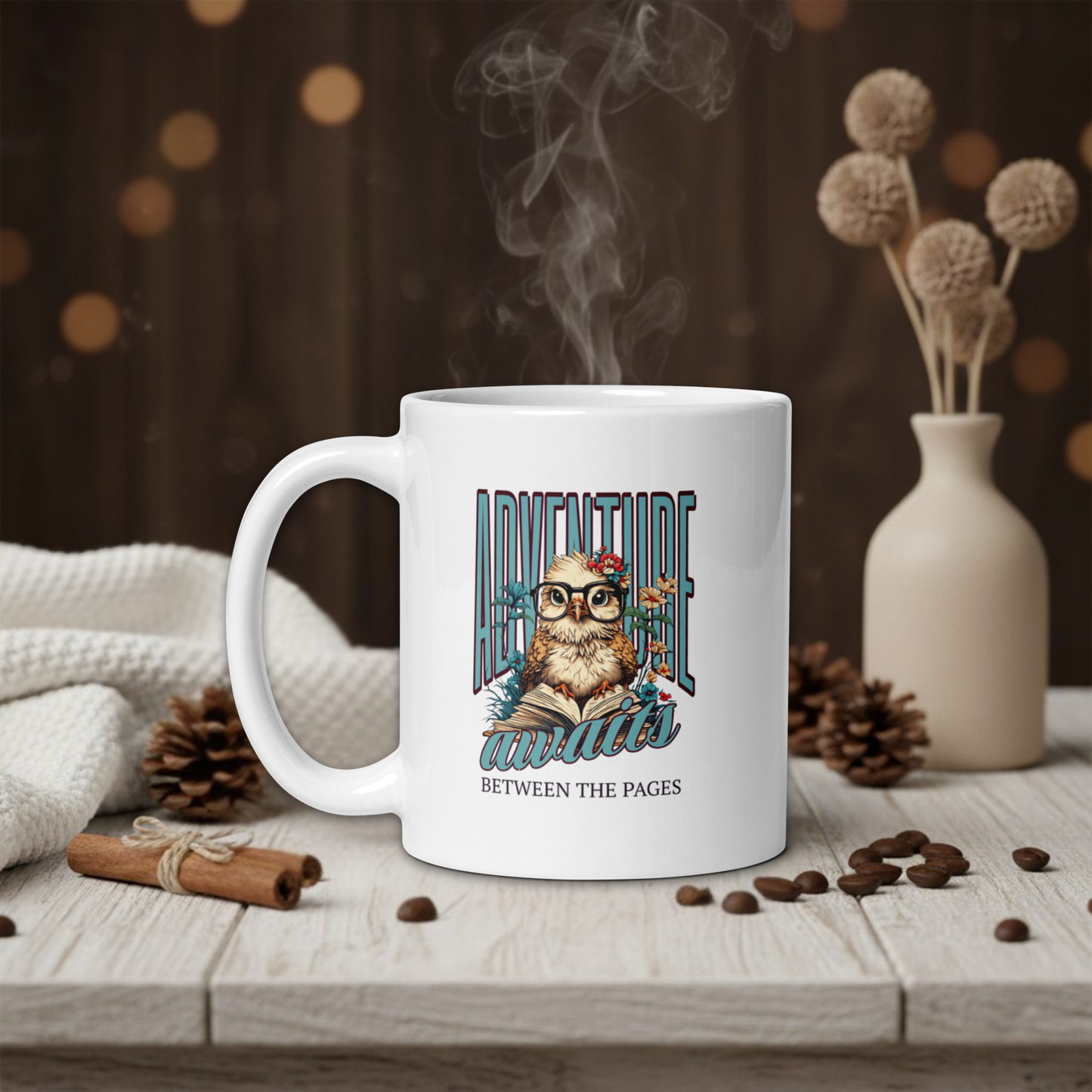 Funny "Adventure awaits between the pages" mug