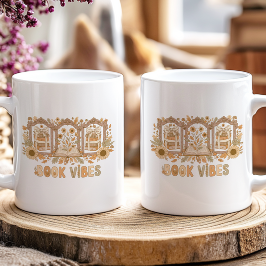 Cottage core "Book Vibes" mug