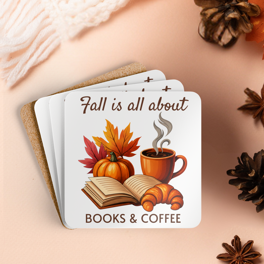 Fall Is All About Books & Coffee Coaster Set