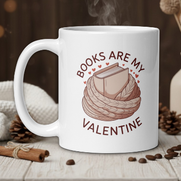 Books are my valentine scarf mug