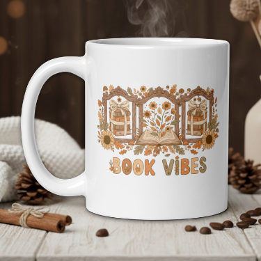Cottage core "Book Vibes" mug