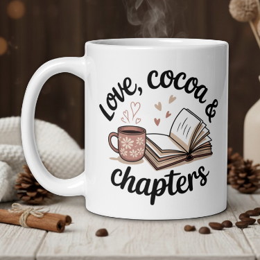 Love, cocoa & chapters mug