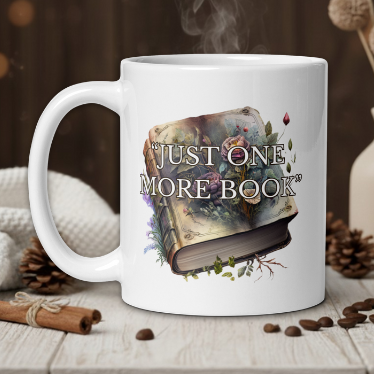 Dark academia "Just one more book" mug