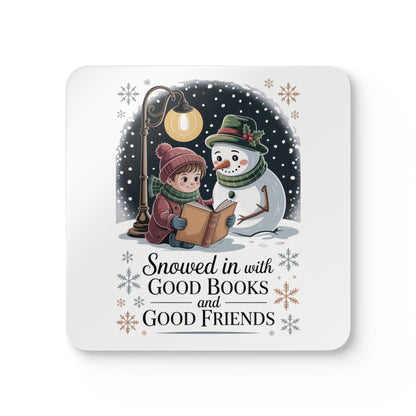 Snowed in with good books & good friends - coaster set