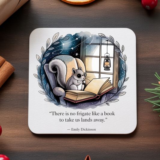 "There is no frigat like a book..." - Emily Dickinson coaster