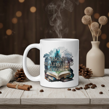 Dark Academia "Escape reality, read a book" mug
