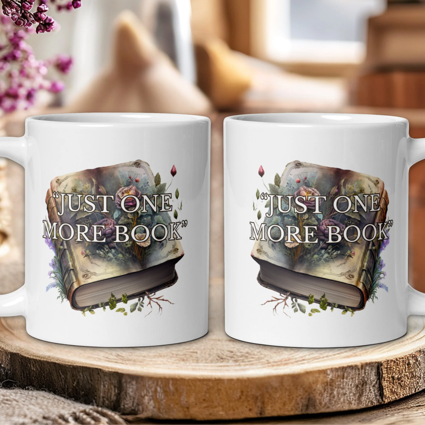 Dark academia "Just one more book" mug