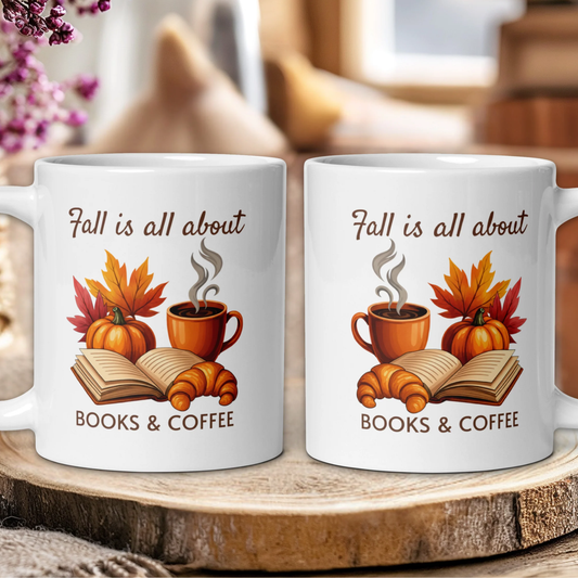"Fall is all about Books & Coffee" cottagecore style