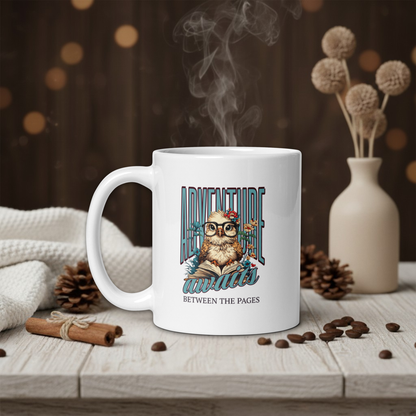 Funny "Adventure awaits between the pages" mug