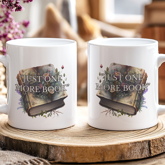 Dark academia "Just one more book" mug