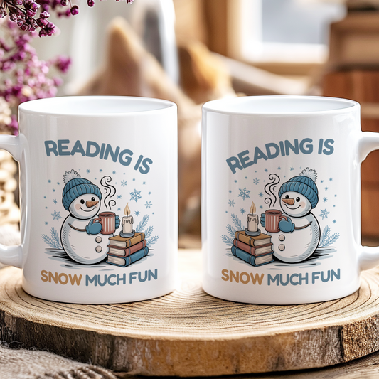 Kawaii "Reading is SNOW much fun" mug